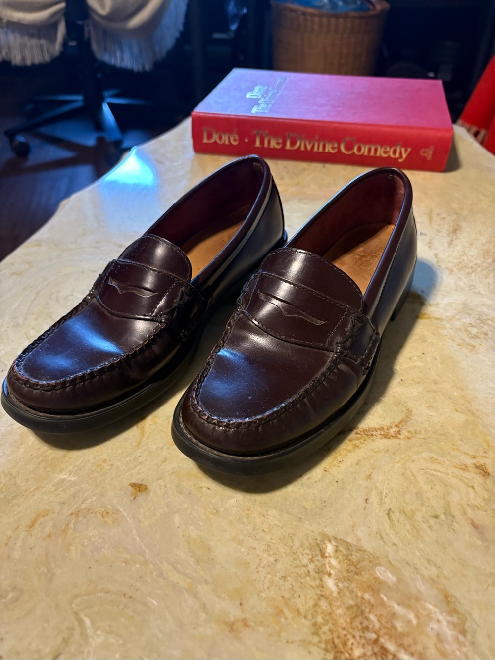 Men's Weejuns Bass Classic Penny Loafers in Dark Burgundy Leather